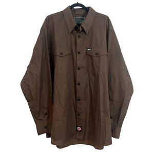 Dixxon Work Force Form & Function Stripe Button Down Brown / Black Mens 3XL